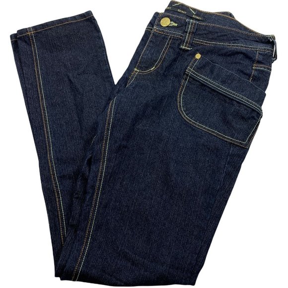 Rainbow Highway 7 Skinny Jeans 30" x 32" Gold Stretch Juniors - Picture 3 of 5